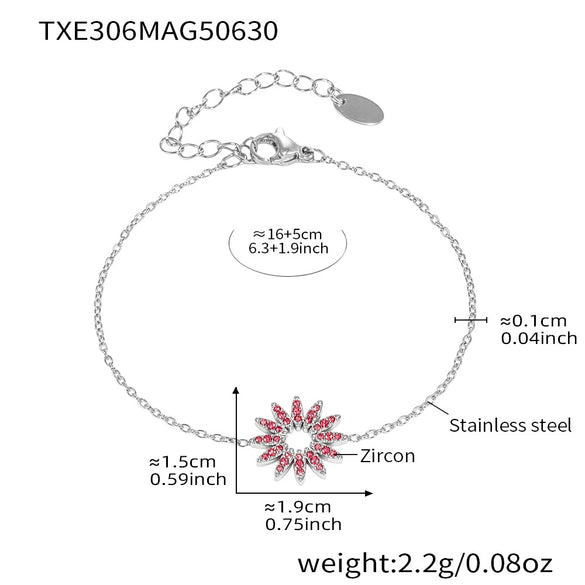 Wholesale Fashion Stainless Steel Sunflower Necklace Bracelet Ring Set With 18K Gold Electroplating