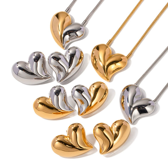 Wholesale Fashion Stud Earrings Titanium Steel Red Peach Heart Geometric Electroplated For Women
