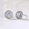 Wholesale Fashion Sweet Flower Zircon Earrings For Women Copper Plated Platinum