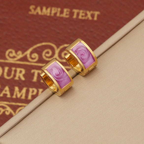 Wholesale Fashion Sweet Multicolor Drop Oil Stainless Steel Earrings For Women