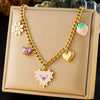 Wholesale Fashion Sweet Stainless Steel Necklace With Oil Drop Gradient Love Strawberry Flower Pendant Electroplated Heart And Fruit Shaped