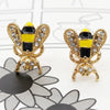 Wholesale Fashion Sweet Temperament Glaze Oil Drop Alloy Earrings With Electroplated Bee Rhinestone Design