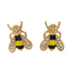 Wholesale Fashion Sweet Temperament Glaze Oil Drop Alloy Earrings With Electroplated Bee Rhinestone Design