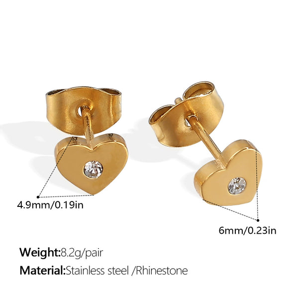 Wholesale Fashion 316L Stainless Steel Heartshaped Ladies Earrings 14K Goldplated