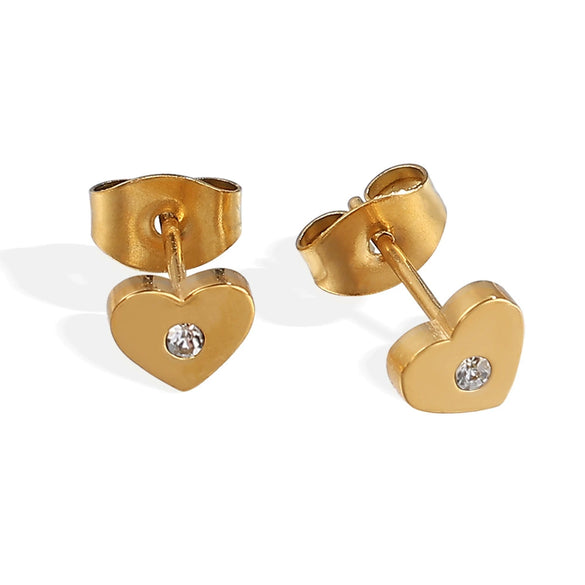 Wholesale Fashion 316L Stainless Steel Heartshaped Ladies Earrings 14K Goldplated