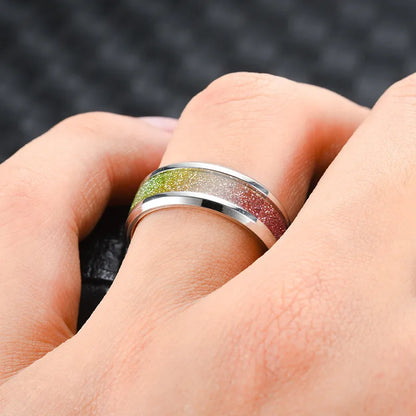 Wholesale Fashion Titanium Steel Micro-Inlaid Dripping Oil Couple Ring Nihaojewelry