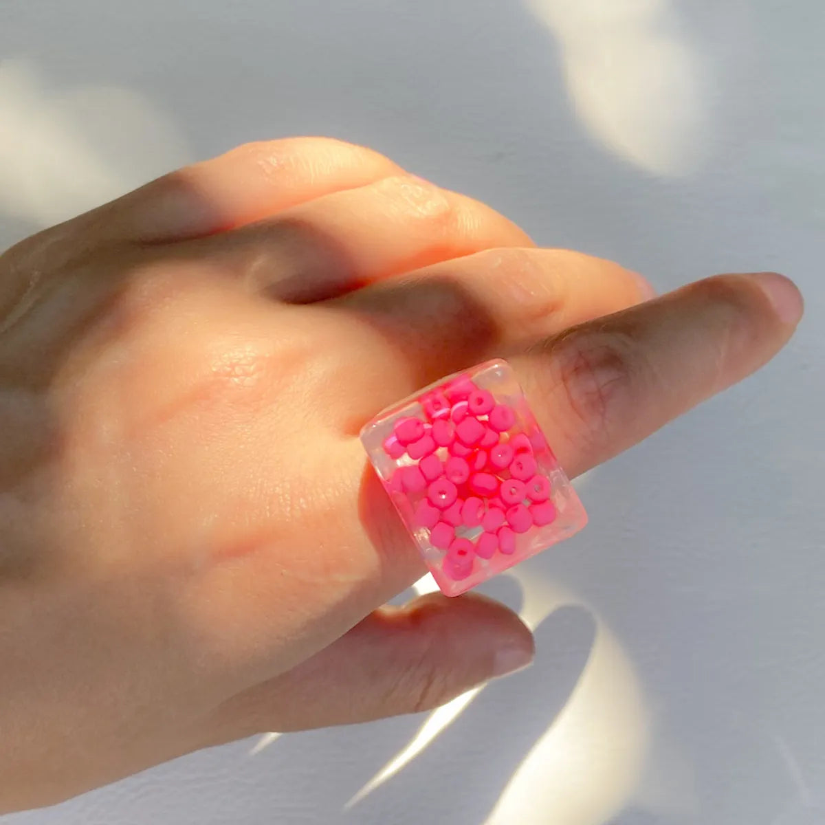 Wholesale Fashion Transparent Watermelon Beads Resin Ring Gooddiy