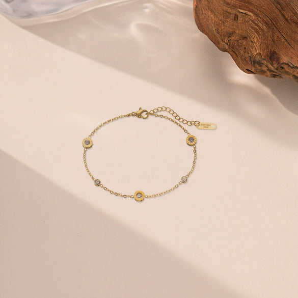 Wholesale Fashion Trend Roman Bracelet For Women Titanium Steel Electroplated With Letter Number Text Patterns