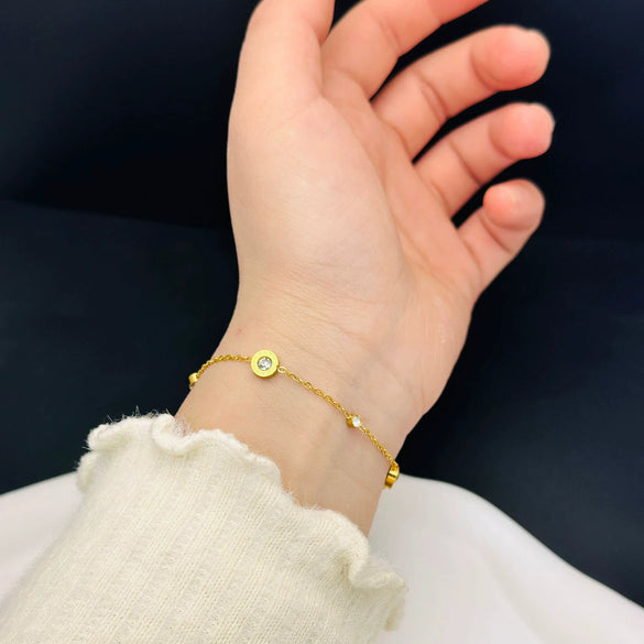 Wholesale Fashion Trend Roman Bracelet For Women Titanium Steel Electroplated With Letter Number Text Patterns