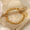 Wholesale Fashion Trend Stainless Steel Jewelry Suit With Handmade Chain And Pvd Furnace Real Gold Electroplating Joker Japanese Word Necklace And Non Fading Bracelet