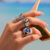 Wholesale Fashion Trendy Geometric 316L Stainless Steel Hammered Ring 18K Gold Plated Jewelry For Women