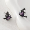 Wholesale Fashion Trendy Halloween Broom Hat Earrings Ear Clips Copper Electroplated Unisex Accessories
