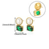 Wholesale Fashion Unisex Geometric Stainless Steel And Gold Plated Earrings With Imitation Pearl And Square Zircon