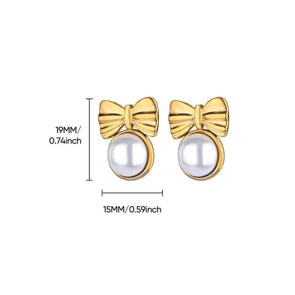 Wholesale Fashion Unisex Geometric Stainless Steel And Gold Plated Earrings With Imitation Pearl And Square Zircon