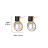 Wholesale Fashion Unisex Geometric Stainless Steel And Gold Plated Earrings With Imitation Pearl And Square Zircon