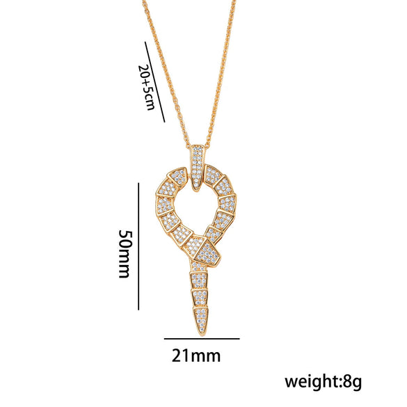 Wholesale Fashion Unisex Snake Shape Inlaid Zircon Titanium Steel And Copper Necklace And Earrings Set