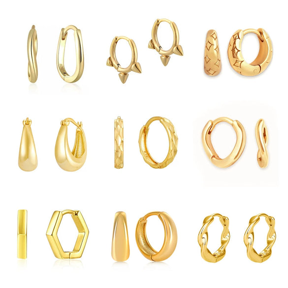 Wholesale Fashion Versatile Retro Elegant Geometric Ushape Silver Needle Copper Hoop Earrings For Women With Electroplating