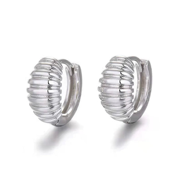 Wholesale Fashion Versatile Retro Elegant Geometric Ushape Silver Needle Copper Hoop Earrings For Women With Electroplating