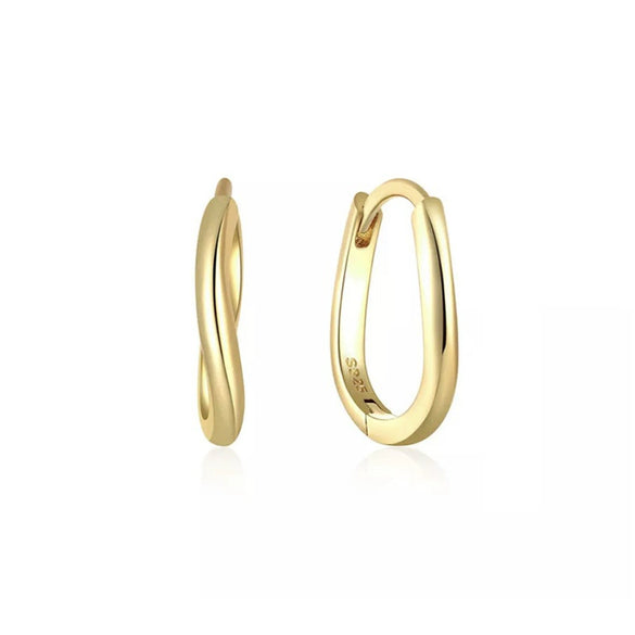 Wholesale Fashion Versatile Retro Elegant Geometric Ushape Silver Needle Copper Hoop Earrings For Women With Electroplating
