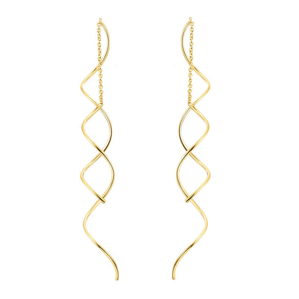 Wholesale Fashion Wave Shaped Copper Gold Plated Earrings For Women