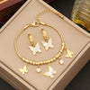 Wholesale Fashion White Shell Butterfly Jewelry Set For Women Stainless Steel Necklace With Electroplated Ochain And Insect Shaped Pendant