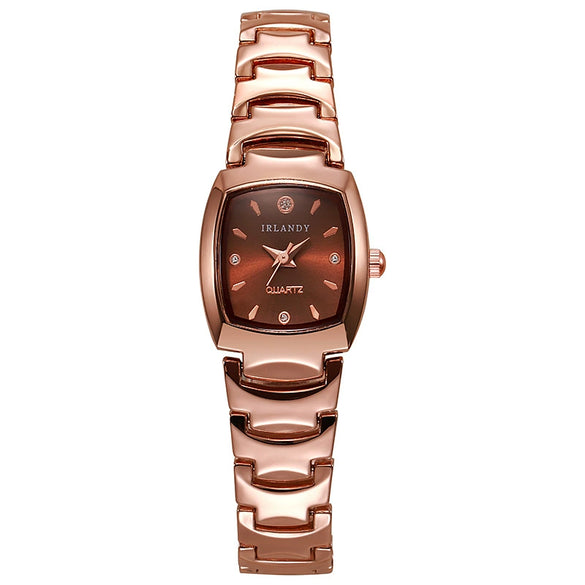 Wholesale Fashion Women's Alloy Square Quartz Watch With Ordinary Glass Mirror Single Folding Buckle Stainless Steel Buckle And Spiral Crown