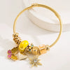 Wholesale Fashion Women's Beaded Stainless Steel Bracelet With Diamond Butterfly And Six Pointed Star Pendants