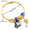Wholesale Fashion Women's Beaded Stainless Steel Bracelet With Diamond Butterfly And Six Pointed Star Pendants