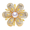 Wholesale Fashion Women's Copper Plated Real Gold Freshwater Pearl Flower Brooch For Decoration