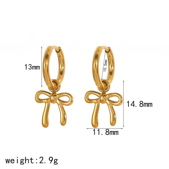 Wholesale Fashion Women's Diamond Bow Stainless Steel Earrings