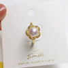 Wholesale Fashion Women's Freshwater Pearl Ring Copper Gold Plated With Flower Opening Design