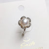 Wholesale Fashion Women's Freshwater Pearl Ring Copper Gold Plated With Flower Opening Design