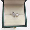 Wholesale Fashion Women's Freshwater Pearl Ring Copper 18K Gold Micro Inlaid Zircon Flat Round Rose Buns Round