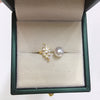 Wholesale Fashion Women's Freshwater Pearl Ring Copper 18K Gold Micro Inlaid Zircon Flat Round Rose Buns Round