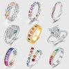 Wholesale Fashion Women's Geometric Rainbow Zircon Ring S925 Silver Inlaid With Color Treasures