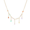 Wholesale Fashion Women's Geometric Stainless Steel Electroplated Rainbow Water Drop Colored Diamond Necklace With Tassel Pendant