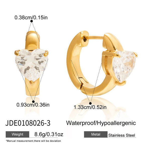 Wholesale Fashion Women's Heart Shape Electroplated Stainless Steel Ear Clips Earrings Jewelry