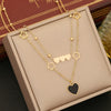 Wholesale Fashion Women's Jewelry Set With Heart Shaped Pendant Stainless Steel Clavicle Chain Electroplated Double Layer O Chain
