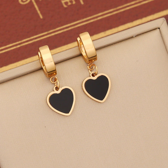 Wholesale Fashion Women's Jewelry Set With Heart Shaped Pendant Stainless Steel Clavicle Chain Electroplated Double Layer O Chain
