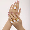Wholesale Fashion Women's Natural Opal Stainless Steel Ring Earrings Pvd Plated