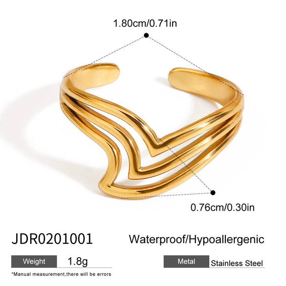 Wholesale Fashion Women's Ring Jewelry Stainless Steel French Retro Geometric Multilayer Hollow Irregular Electroplated