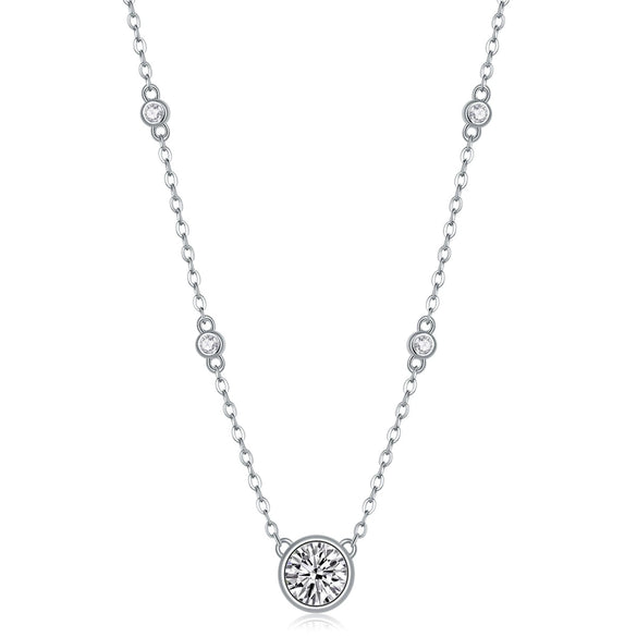 Wholesale Fashion Women's 925 Silver Moissanite Inlay Geometric Pendant Necklace With Cross Chain