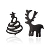 Wholesale Fashion Women's Stainless Steel Asymmetric Earrings With Elk And Christmas Tree Patterns Electroplated