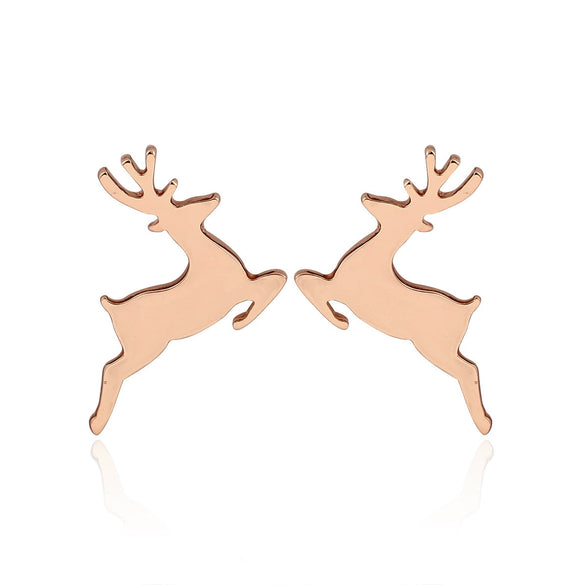 Wholesale Fashion Women's Stainless Steel Asymmetric Earrings With Elk And Christmas Tree Patterns Electroplated