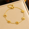 Wholesale Fashion Women's Stainless Steel Chain Necklace Earring Bracelet Suit With Sunflower Pattern And Electroplating