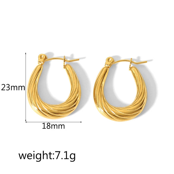 Wholesale Fashion Women's Stainless Steel Geometric Striped Electroplated Earrings