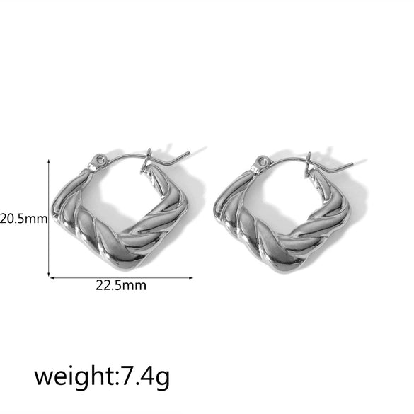 Wholesale Fashion Women's Stainless Steel Geometric Striped Electroplated Earrings