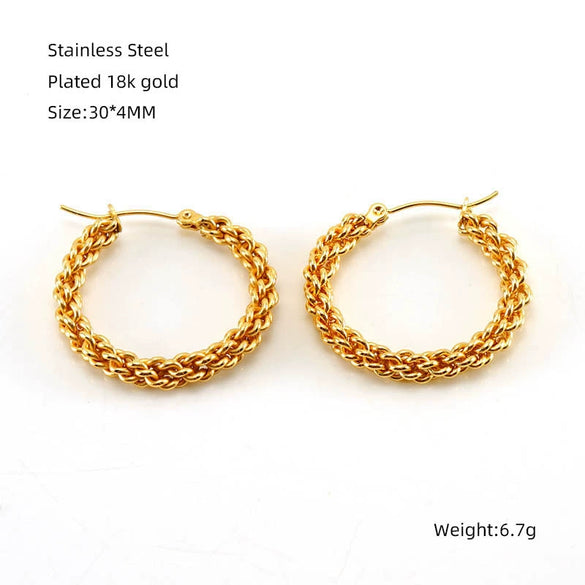Wholesale Fashion Women's Stainless Steel Geometric Twist Exaggerated Electroplated Earrings