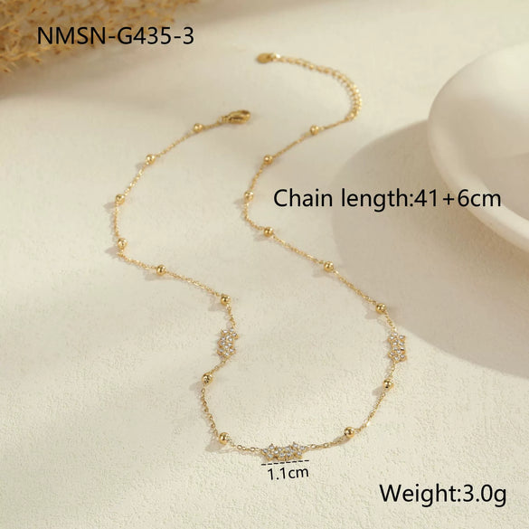 Wholesale Fashion Women's Stainless Steel 18K Gold Plated Necklace And Bracelet With Geometric And Floral Patterns