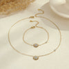 Wholesale Fashion Women's Stainless Steel 18K Gold Plated Necklace And Bracelet With Geometric And Floral Patterns